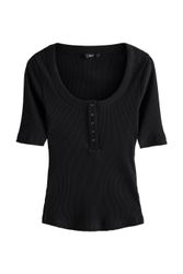 Next Henleyshirt Geripptes Henley-Kurzarmoberteil mit Knöpfen günstig online kaufen