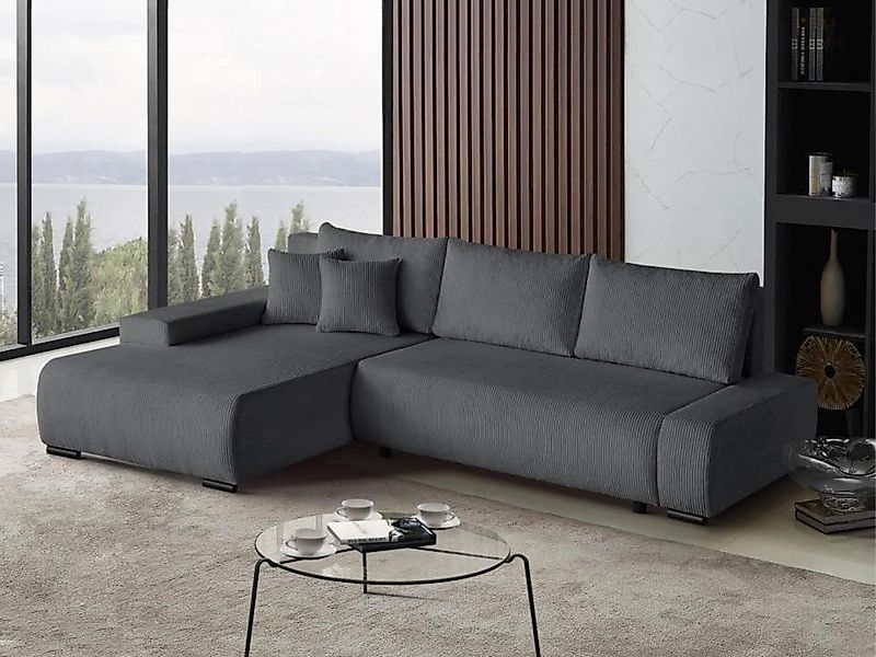 Beautysofa Ecksofa DRACO L in Strebenstoff, günstig online kaufen