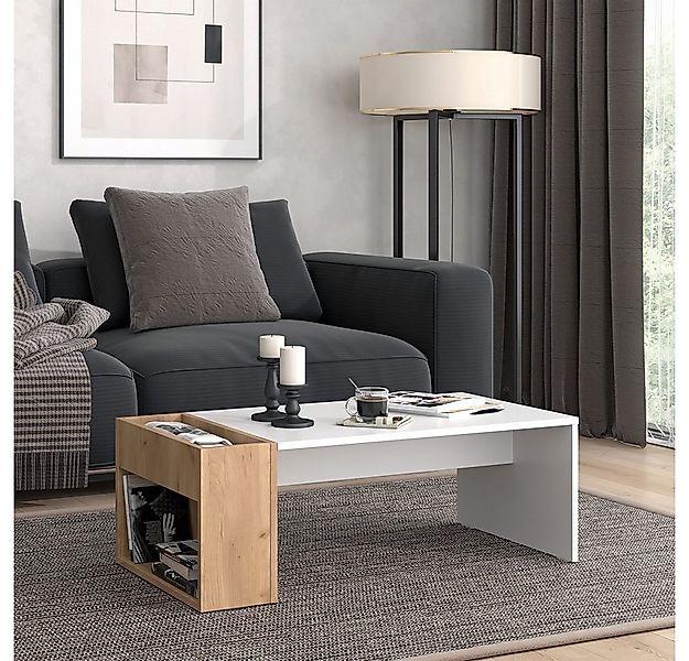 Vicco Couchtisch Chris, Weiß/Goldkraft Eiche, 95 x 49.4 cm günstig online kaufen