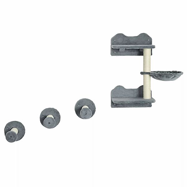 PawHut Katzen kletterwand set, Kletterwand, Katzentreppe, 4-tlg. Set, mit K günstig online kaufen