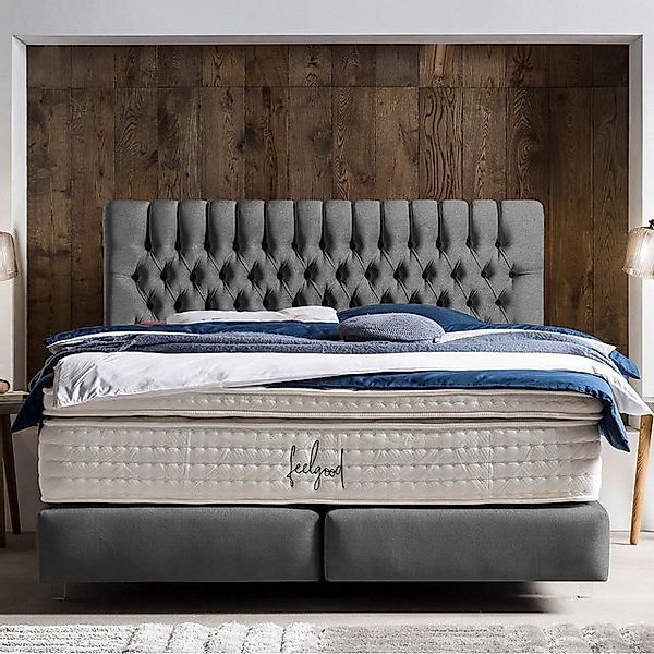 BettCo Boxspringbett Chester (in Dunkelgrau Samt, 180 x 200 cm), Kostenlose günstig online kaufen