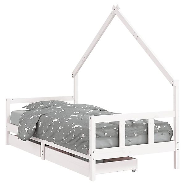vidaXL Kinderbett mit Schubladen Weiß 90x190 cm Massivholz Kiefer 834547 günstig online kaufen