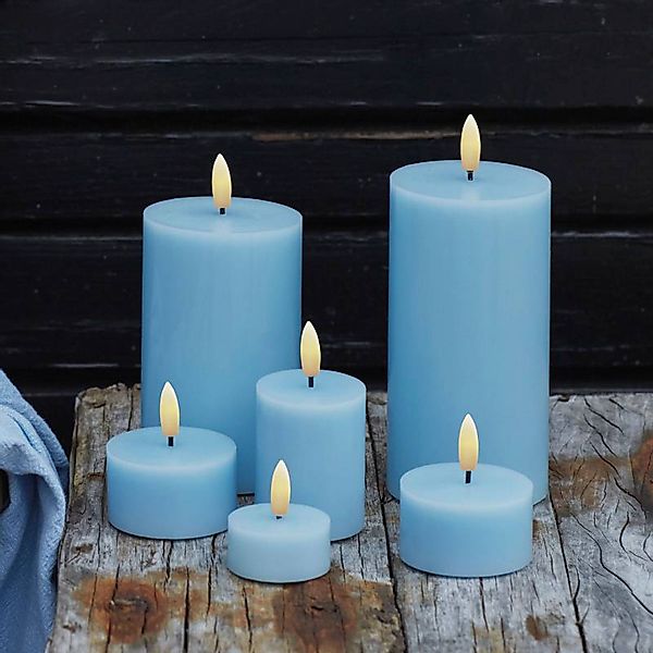 LED-Kerze Sille, blau, Höhe 15 cm, Wachs, Batteriebetrieb günstig online kaufen