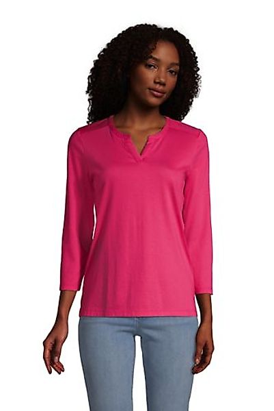 Supima-Shirt mit Tunika-Ausschnitt, Damen, Größe: S Normal, Rot, Baumwolle, günstig online kaufen