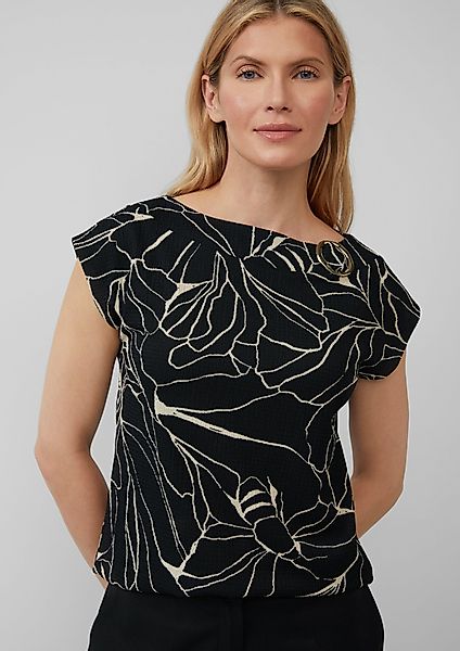 s.Oliver BLACK LABEL Kurzarmshirt Gemustertes Relaxed-Fit-Shirt günstig online kaufen