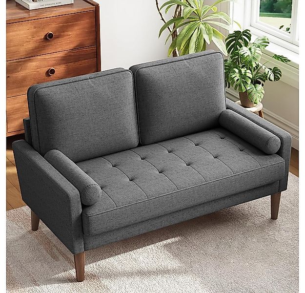 Mihtrov Sofa 2-Sitzer Sofa aus Leinenstoff mit Armlehnen und Kissen 121x77x günstig online kaufen