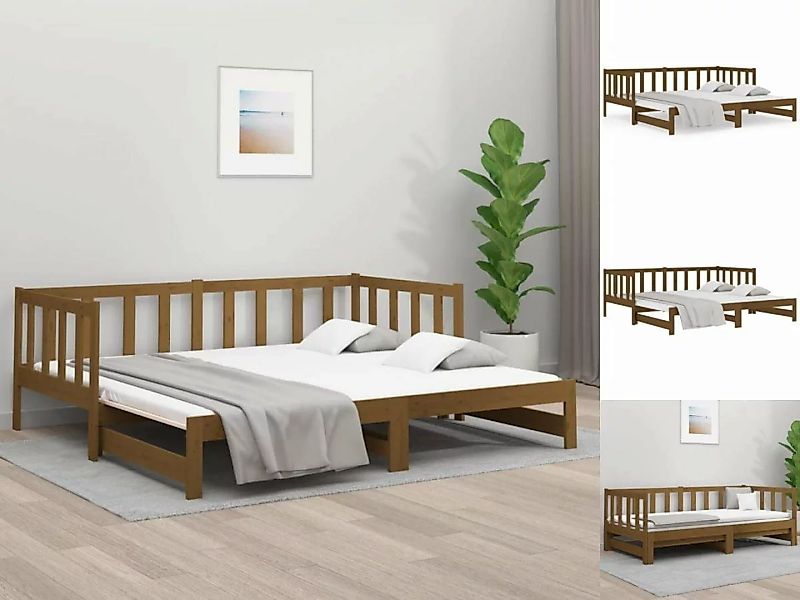vidaXL Bettgestell Tagesbett Ausziehbar Honigbraun 2x80x200 cm Massivholz K günstig online kaufen