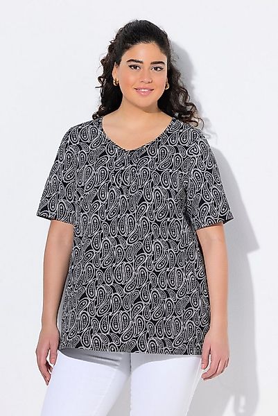 Ulla Popken T-Shirt T-Shirt Zierfalten A-Linie V-Ausschnitt Halbarm günstig online kaufen