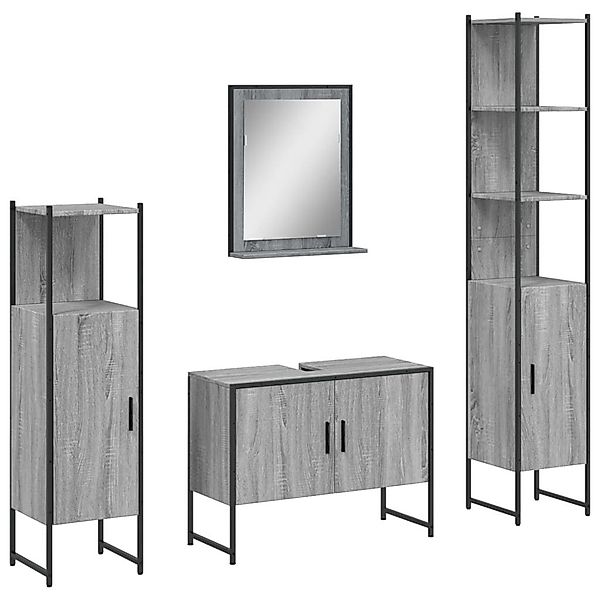 vidaXL Badezimmer-Set 4-tlg. Badmöbel-Set Grau Sonoma günstig online kaufen