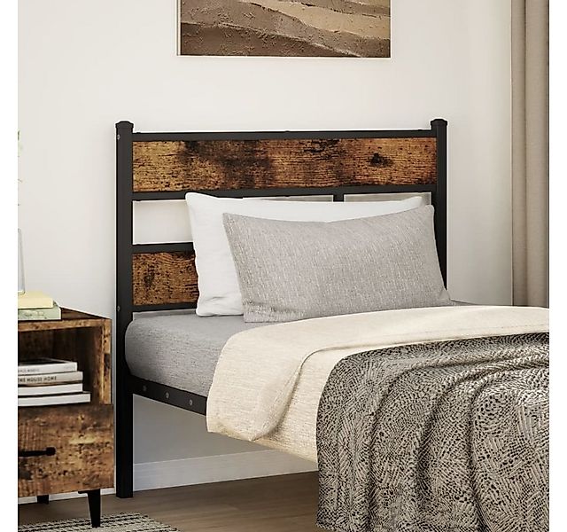 vidaXL Bett, Kopfteil Räuchereiche 80 cm Eisen und Holzwerkstoff günstig online kaufen