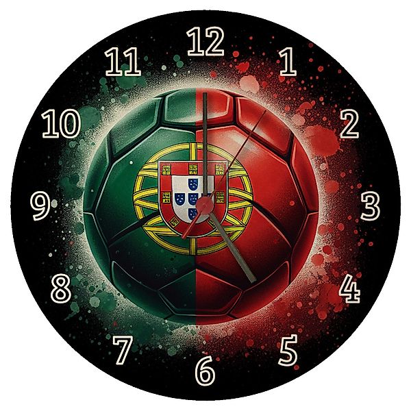 speecheese Wanduhr Fußball Portugal Flagge Wanduhr günstig online kaufen