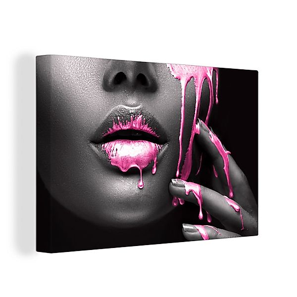 OneMillionCanvasses® Leinwandbild Lippen - Rosa - günstig online kaufen
