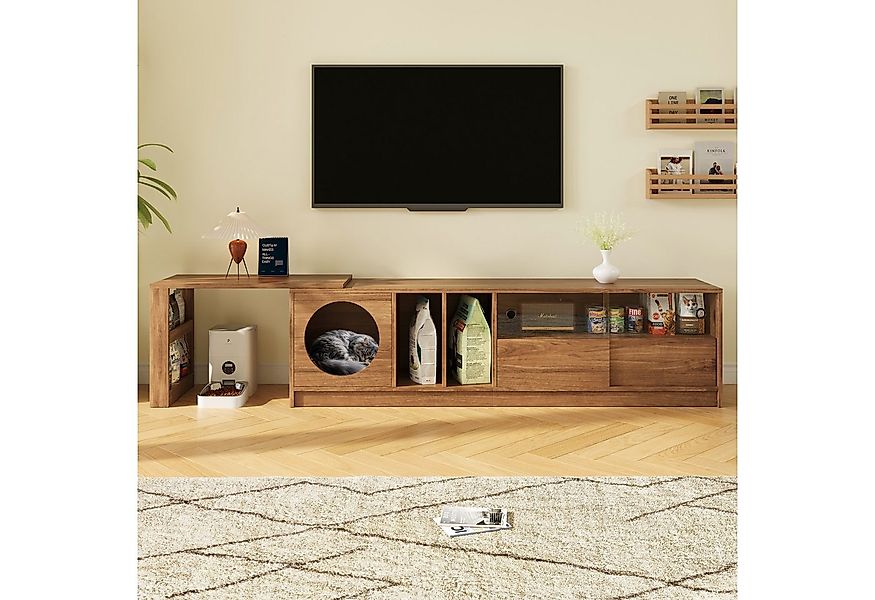 Flieks Lowboard mit drehbarer Tisch und Glas-Schiebetüren (180(80)×40×50 cm günstig online kaufen