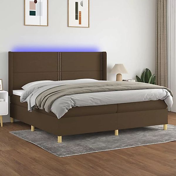 vidaXL Boxspringbett Boxspringbett mit Matratze LED Dunkelbraun 200x200 cm günstig online kaufen