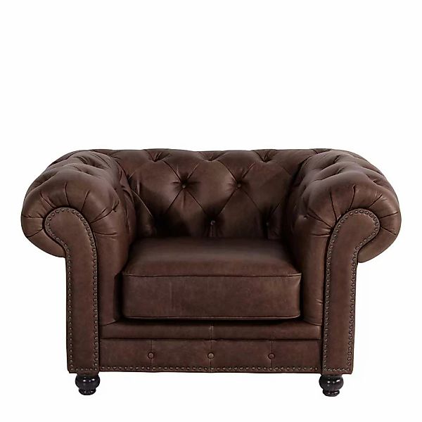 Clubsessel Leder braun im Chesterfield Look 135 cm breit günstig online kaufen