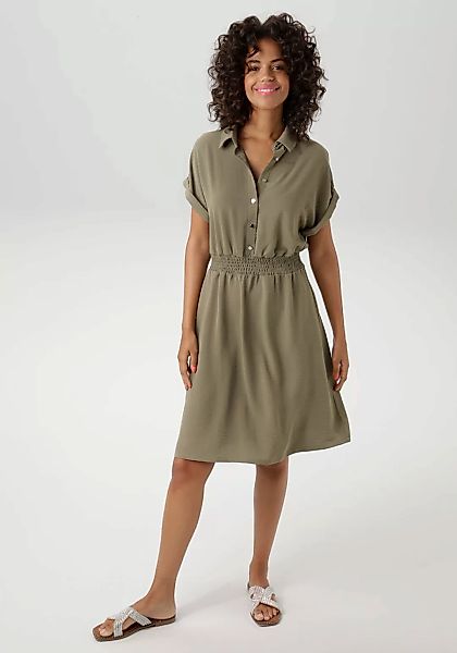 Aniston CASUAL Sommerkleid, mit Smokbündchen in der Taille günstig online kaufen