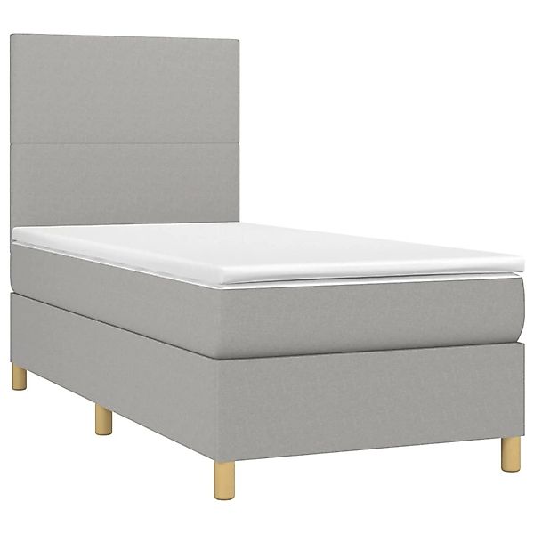 vidaXL Boxspringbett mit Matratze & LED Hellgrau 100x200 cm Stoff 3135253 günstig online kaufen
