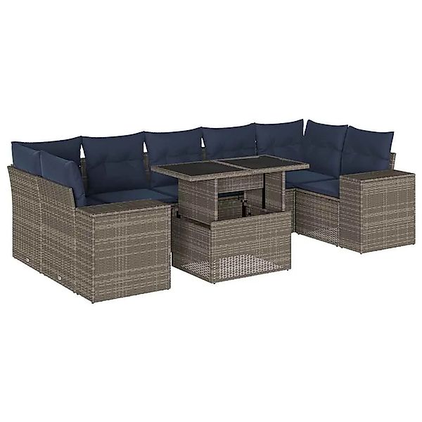 vidaXL 8-Tlg Gartensofa-Set mit Kissen Grau Polyrattan 3269041 günstig online kaufen