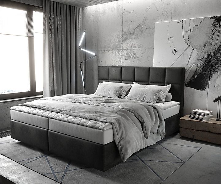 DELIFE Boxspringbett Dream-Fine, Mikrofaser Anthrazit Vintage günstig online kaufen