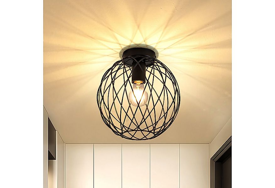 Nettlife Deckenleuchte Schwarz Vintage Kaefig Deckenstrahler E27 Lampenfass günstig online kaufen