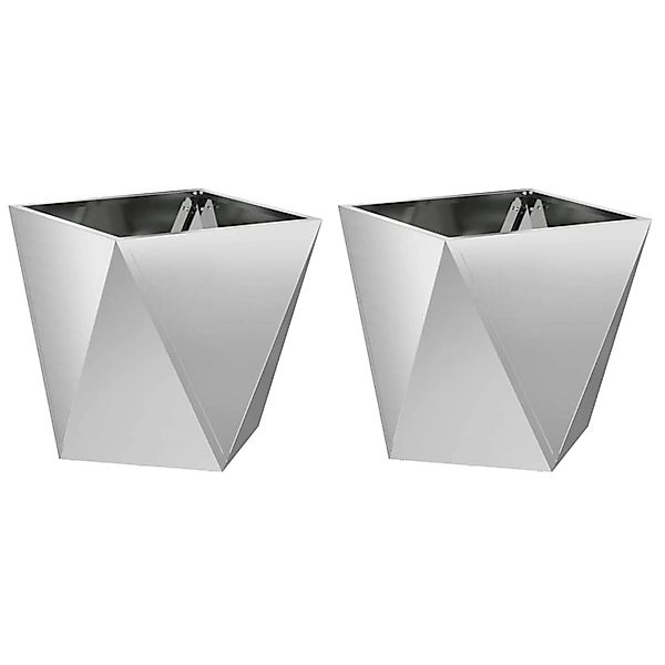vidaXL Pflanzkübel 2 Stk Silber 40 x 40 x 40 cm Verzinkter Stahl 883833 günstig online kaufen