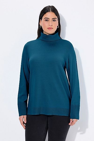 Ulla Popken Strickpullover Rollkragenpullover breite Rippbündchen Langarm günstig online kaufen