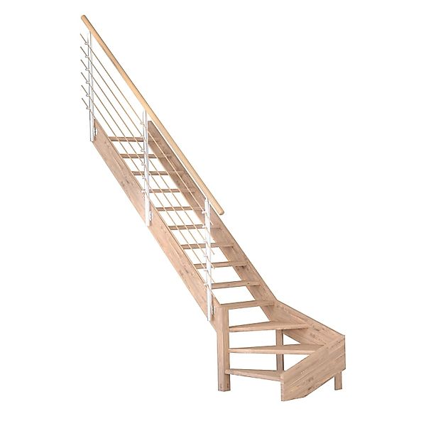 Treppe Mykonos Pro Eiche Gew. L 80 cm Design-Geländer-Holzstäbe FSC® günstig online kaufen