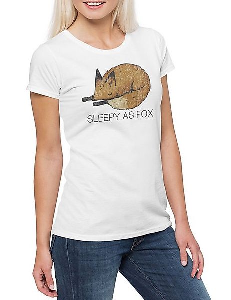 Urban Backwoods Print-Shirt Sleepy As Fox Damen T-Shirt Schlafen Schlaf Chi günstig online kaufen