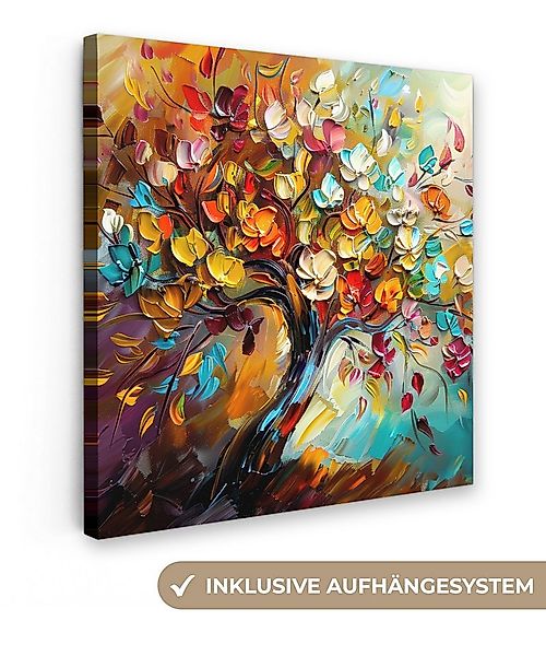 OneMillionCanvasses® Leinwandbild Baum - Abstrakt - Farbenfroh - Blumen, Fo günstig online kaufen
