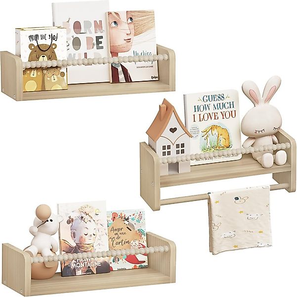Woltu Kinderregal, 3-tlg., Bücherregal Wand, Montessori Regal, aus Massivho günstig online kaufen
