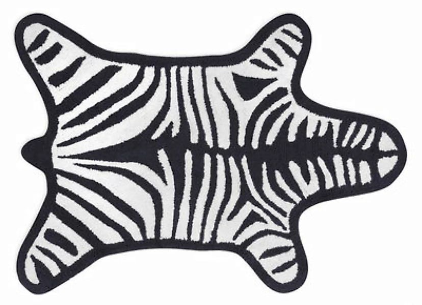 Badteppich Zebra textil weiß schwarz / Wendeteppich - 112 x 79 cm - Jonatha günstig online kaufen