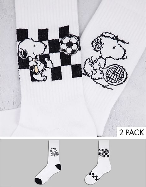 ASOS DESIGN – Sportsocken in Weiß mit Snoopy -Motiven günstig online kaufen
