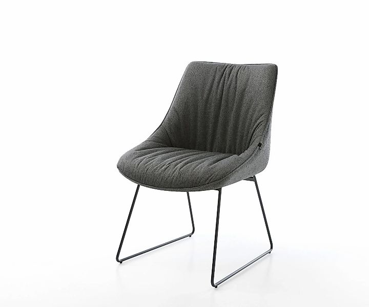 Esszimmerstuhl Elda-Flex Strukturstoff Anthrazit Kufengestell Schwarz günstig online kaufen