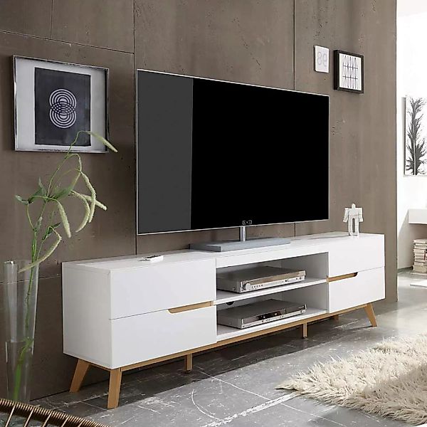 TV Unterschrank in Weiß und Asteiche 160 cm günstig online kaufen