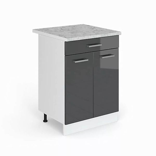 Vicco Unterschrank R-Line, Anthrazit Hochglanz/Weiß, 60cm mit Schublade + A günstig online kaufen