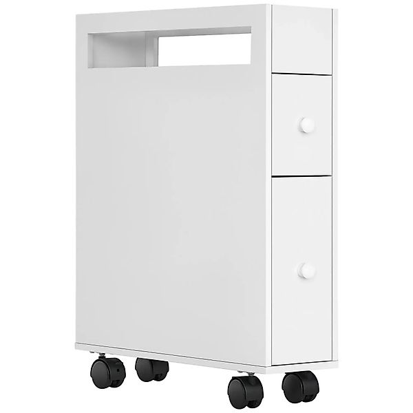Kleankin Badezimmerschrank mit Rollen 2 Schubladen 16 x 49,5 x 66 cm günstig online kaufen