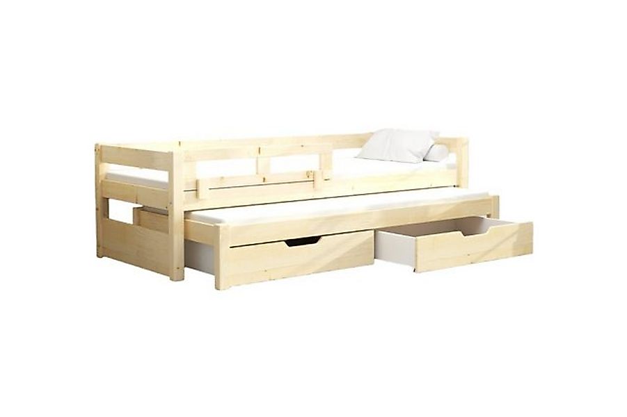 thematys Kinderbett mit Rausfallschutz und Ausziehbett und 2 Schubladen für günstig online kaufen