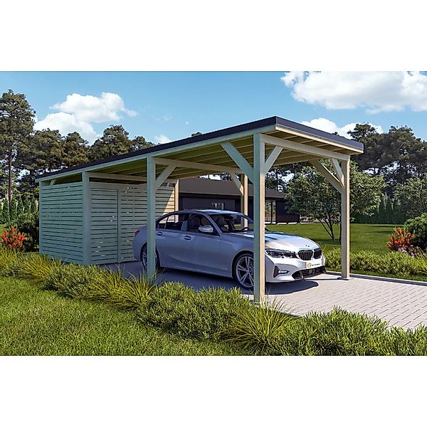 Holzbrüder Carport Ralf 26m² mit Geräteraum Natur-Schwarz günstig online kaufen