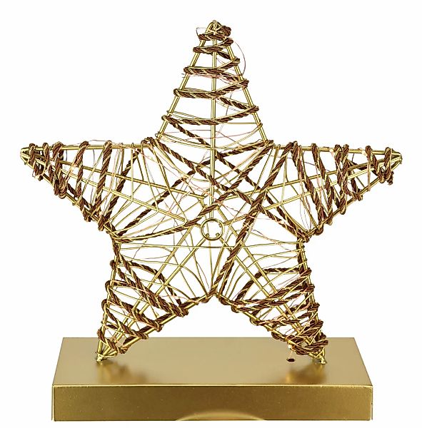 I.GE.A. LED-Dekofigur "LED-Dekoobjekt Stern" Metall Gold warmweiß Timer Bat günstig online kaufen