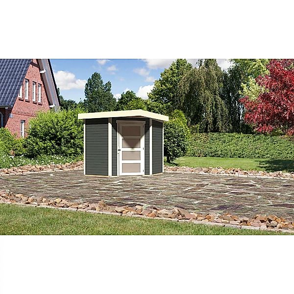 Karibu Holz-Gartenhaus Terragrau Lackiert 209 cm x 213 cm günstig online kaufen
