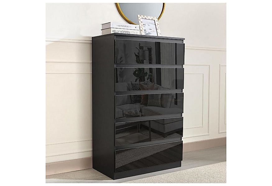 HTI-Living Sideboard Sideboard Kenji 5 Schubladen Hochglanz Schwarz (Stück, günstig online kaufen