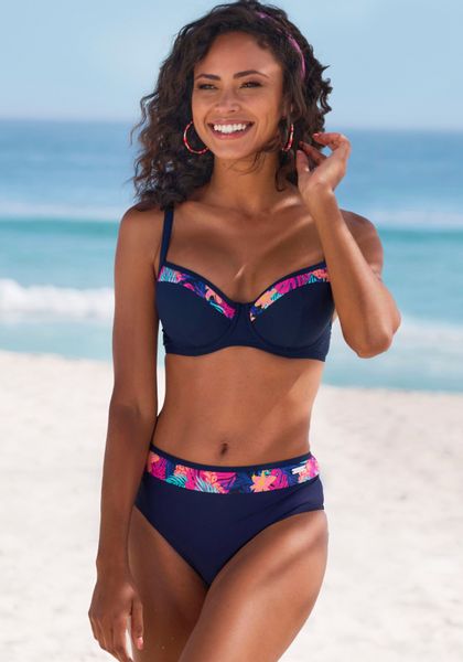 LASCANA Bügel-Bikini-Top Exotic, mit bedruckter Blende günstig online kaufen