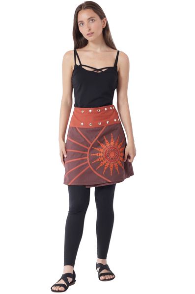 PUREWONDER Wickelrock Damen Rock mit Mandala-Blume günstig online kaufen