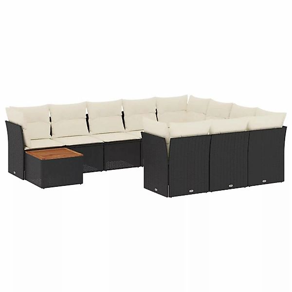 vidaXL 11-tlg Garten-Sofagarnitur mit Kissen Schwarz Poly Rattan Modell 91 günstig online kaufen