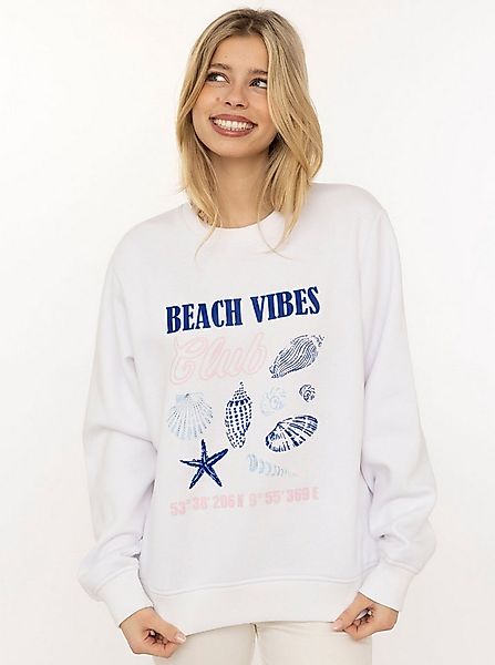 Zwillingsherz Hoodie "Beach Vibes Club" Rundhals, Muschel Print, Maritimer günstig online kaufen
