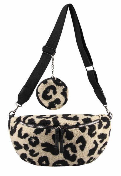 ITALYSHOP24 Bauchtasche Damen LEOPARDEN-PRINT Tasche Teddyfell günstig online kaufen