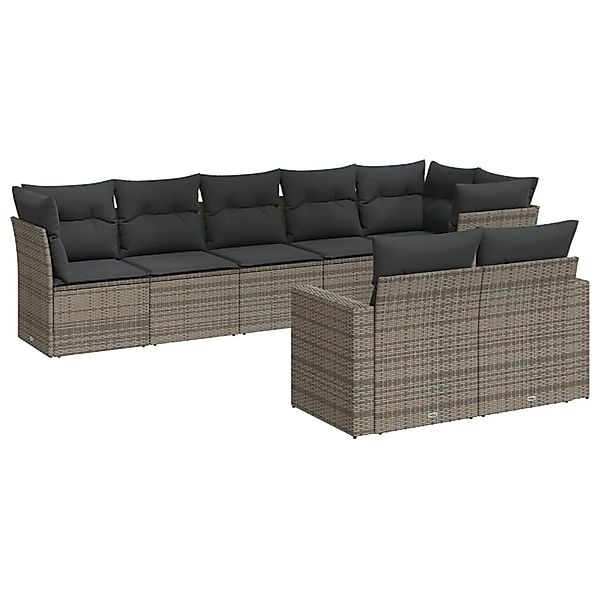 vidaXL 8-Tlg Garten-Sofagarnitur mit Kissen Grau Poly Rattan 3219210 günstig online kaufen
