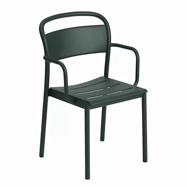 Stapelbarer Sessel Linear metall grün / Stahl - Muuto - Grün günstig online kaufen