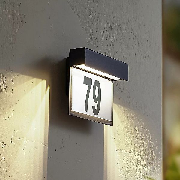 Lindby LED-Hausnummer-Leuchte Antal, anthrazit, Alu günstig online kaufen