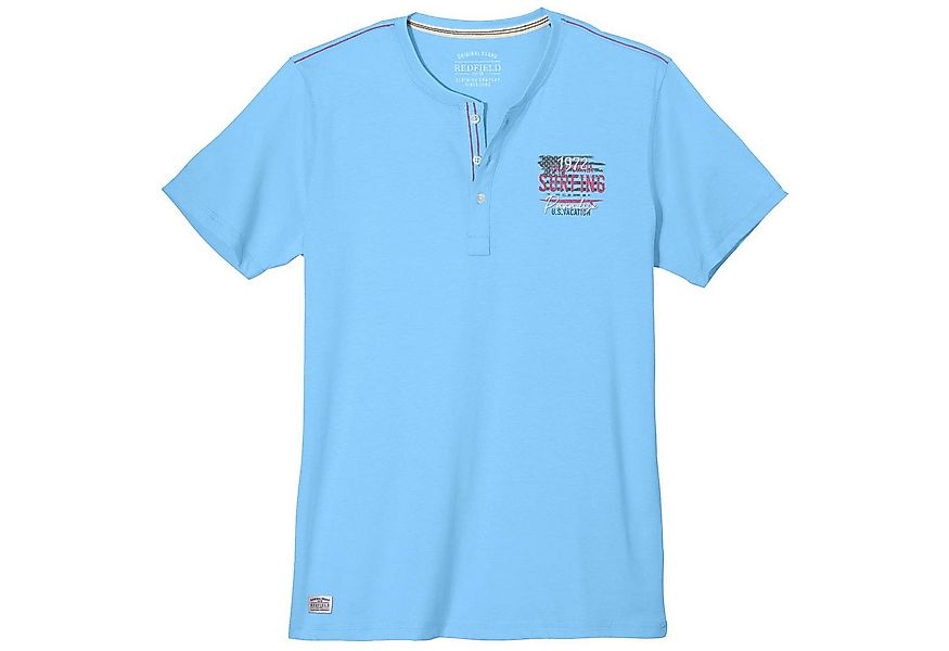 redfield Rundhalsshirt T-Shirt mit Knopfleiste in Herren-Übergrößen von Red günstig online kaufen